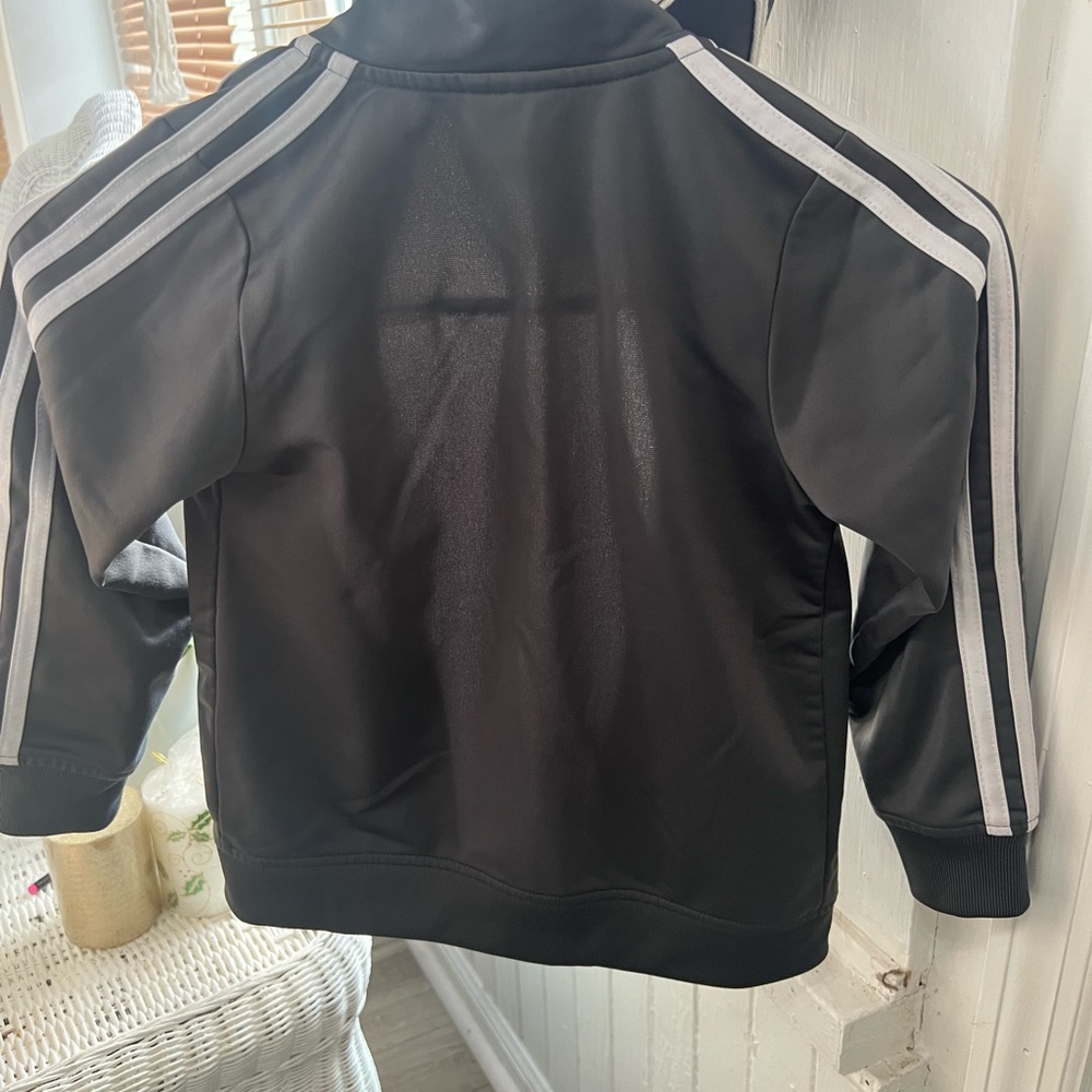 Black Track Jacket with White Stripes